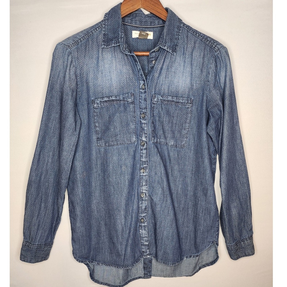 Anthropologie Pilcro Letterpress Split Back Denim‎ Button Down Shirt XS
